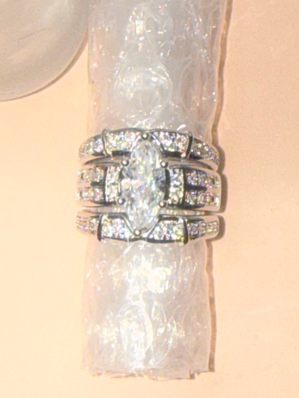 GRA CERTIFIED MOISSANITE DIAMOND Marquise 4CT Bridal Ring baked in Silver - Picture 4 of 16